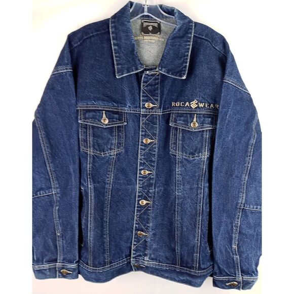 Rocawear Denim  Dungaree Jacket Men's Sz XL Y2K Vintage Great Preowned Condition - Picture 3 of 16